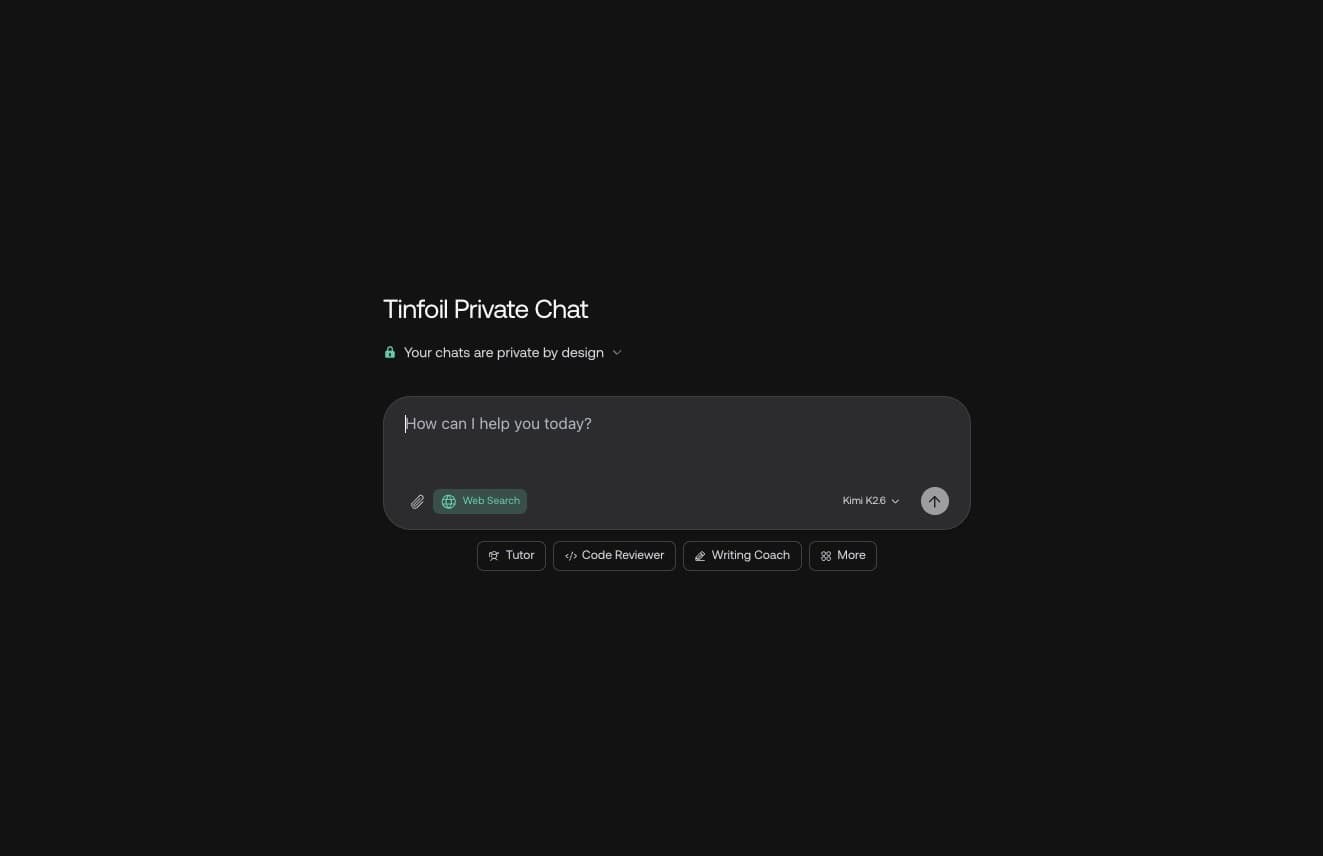 Tinfoil Private Chat interface