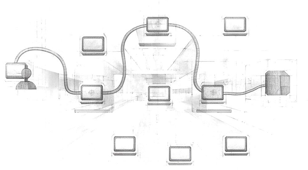 A diagram of a relay network.